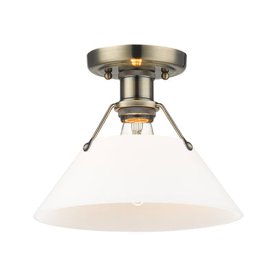 Yep by Golden Lighting Orwell 1-light Flush Mount in Aged Brass and Opal Glass - - Golden Lighting