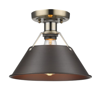 Yep by Golden Lighting Orwell 1-light Flush Mount in Aged Brass and Rubbed Bronze shade - - Golden Lighting