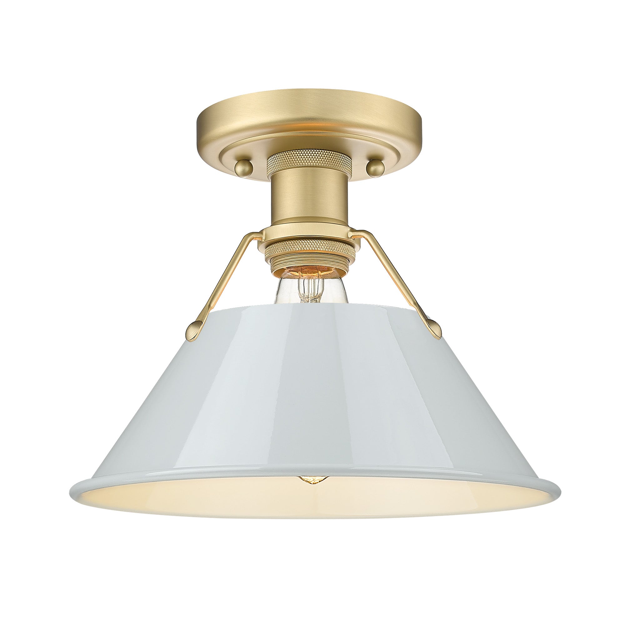 Yep by Golden Lighting Orwell 1-light Flush Mount in Brushed Champagne Brass and Dusky Blue shade - - Golden Lighting