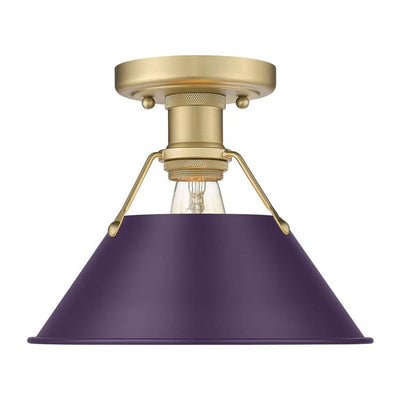 Yep by Golden Lighting Orwell 1-light Flush Mount in Brushed Champagne Brass and Exotic Purple shade - - Golden Lighting