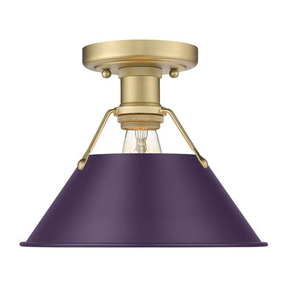 Yep by Golden Lighting Orwell 1-light Flush Mount in Brushed Champagne Brass and Exotic Purple shade - - Golden Lighting