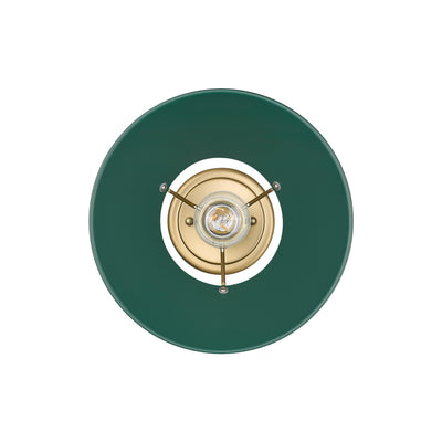 Yep by Golden Lighting Orwell 1-light Flush Mount in Brushed Champagne Brass and Pine Green shade - - Golden Lighting
