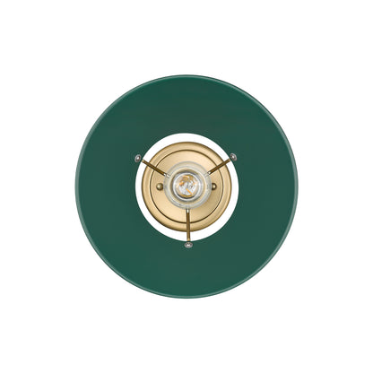 Yep by Golden Lighting Orwell 1-light Flush Mount in Brushed Champagne Brass and Pine Green shade - - Golden Lighting