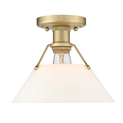 Yep by Golden Lighting Orwell 1-light Flush Mount in Brushed Champagne Brass and Opal Glass - - Golden Lighting