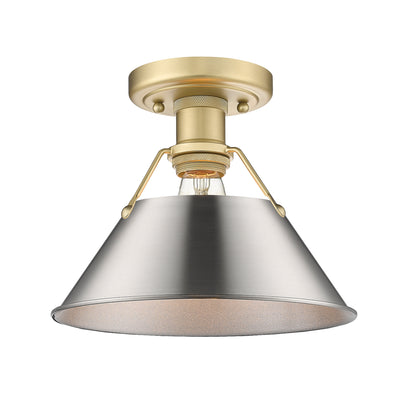 Yep by Golden Lighting Orwell 1-light Flush Mount in Brushed Champagne Brass and Pewter shade - - Golden Lighting