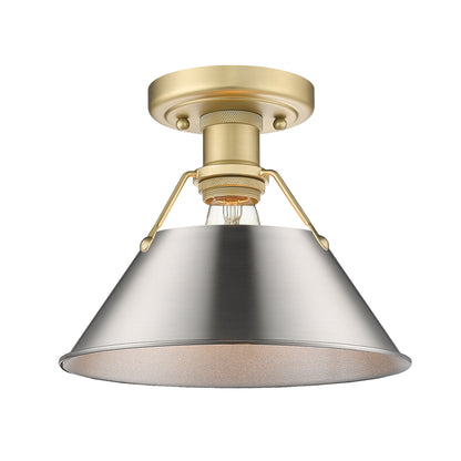 Yep by Golden Lighting Orwell 1-light Flush Mount in Brushed Champagne Brass and Pewter shade - - Golden Lighting