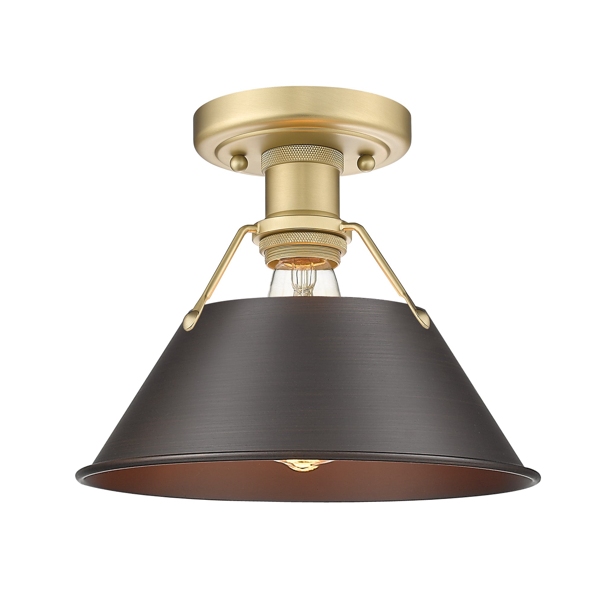 Yep by Golden Lighting Orwell 1-light Flush Mount in Brushed Champagne Brass and Rubbed Bronze shade - - Golden Lighting