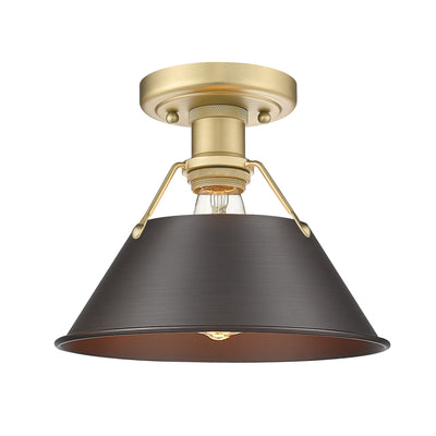 Yep by Golden Lighting Orwell 1-light Flush Mount in Brushed Champagne Brass and Rubbed Bronze shade - - Golden Lighting