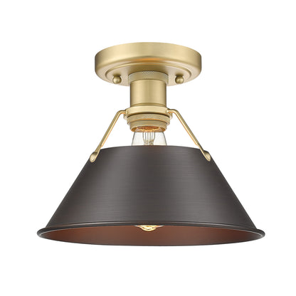 Yep by Golden Lighting Orwell 1-light Flush Mount in Brushed Champagne Brass and Rubbed Bronze shade - - Golden Lighting