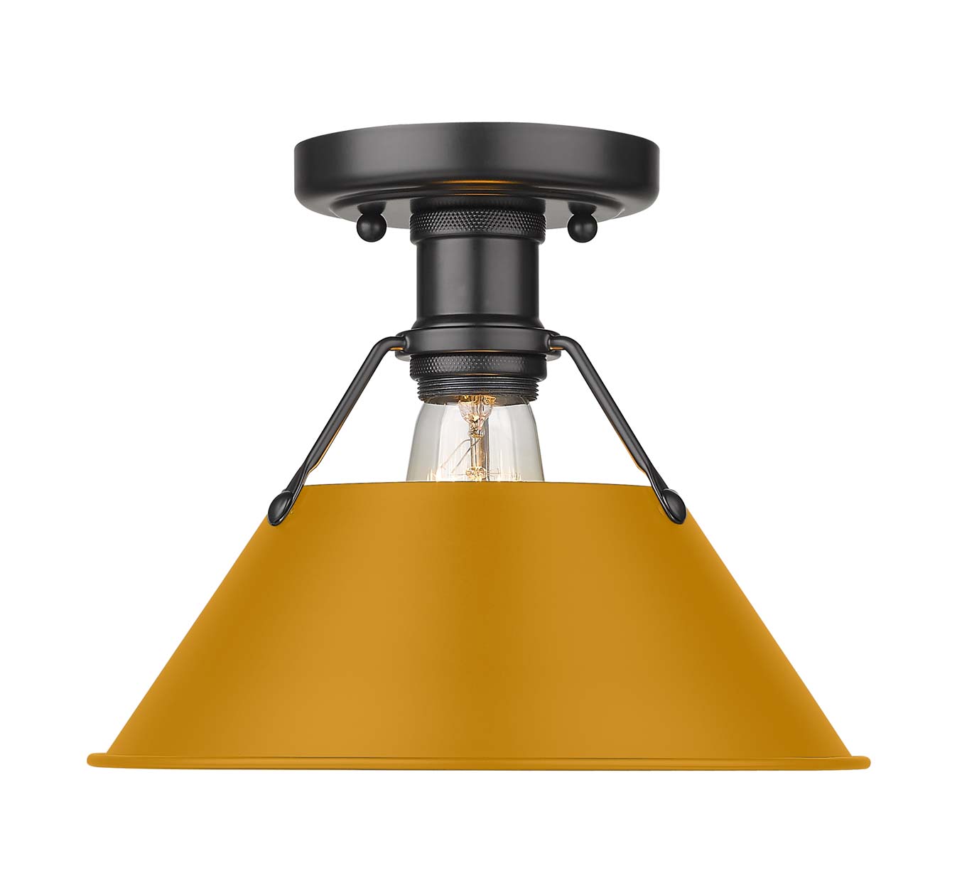 Yep by Golden Lighting Orwell 1-light Flush Mount in Matte Black and Auric Yellow shade - - Golden Lighting