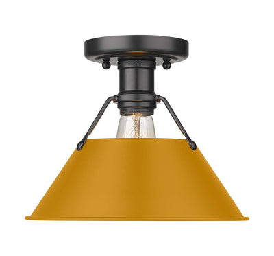Yep by Golden Lighting Orwell 1-light Flush Mount in Matte Black and Auric Yellow shade - - Golden Lighting