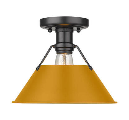 Yep by Golden Lighting Orwell 1-light Flush Mount in Matte Black and Auric Yellow shade - - Golden Lighting