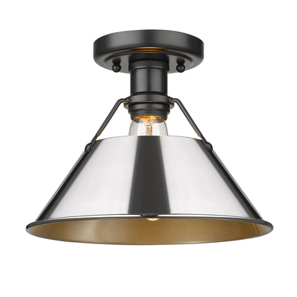 Yep by Golden Lighting Orwell 1-light Flush Mount in Matte Black and Chrome shade - - Golden Lighting