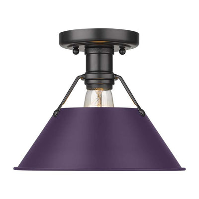 Yep by Golden Lighting Orwell 1-light Flush Mount in Matte Black and Exotic Purple shade - - Golden Lighting