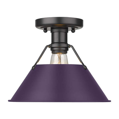 Yep by Golden Lighting Orwell 1-light Flush Mount in Matte Black and Exotic Purple shade - - Golden Lighting