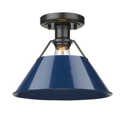 Yep by Golden Lighting Orwell 1-light Flush Mount in Matte Black and Navy Blue shade - - Golden Lighting