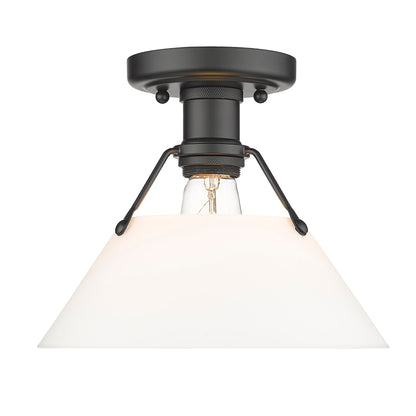 Yep by Golden Lighting Orwell 1-light Flush Mount in Matte Black and Opal Glass - - Golden Lighting