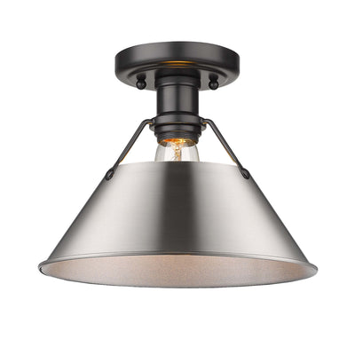 Yep by Golden Lighting Orwell 1-light Flush Mount in Matte Black and Pewter shade - - Golden Lighting