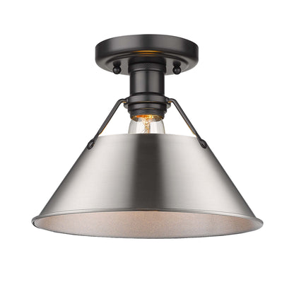 Yep by Golden Lighting Orwell 1-light Flush Mount in Matte Black and Pewter shade - - Golden Lighting