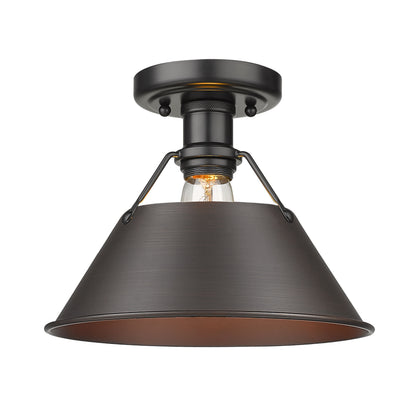 Yep by Golden Lighting Orwell 1-light Flush Mount in Matte Black and Rubbed Bronze shade - - Golden Lighting