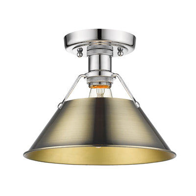 Yep by Golden Lighting Orwell 1-light Flush Mount in Chrome and Aged Brass shade - - Golden Lighting
