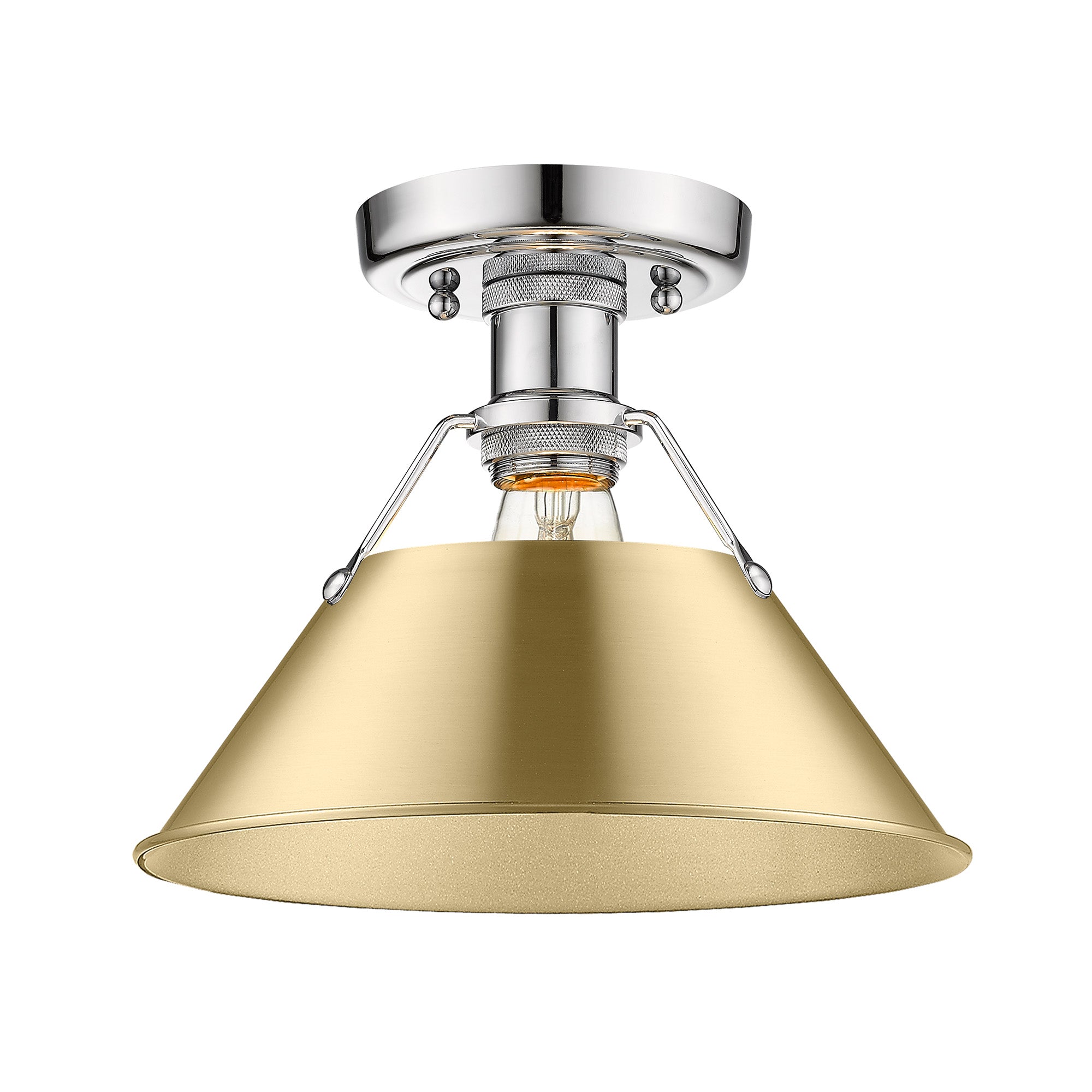 Yep by Golden Lighting Orwell 1-light Flush Mount in Chrome and Brushed Champagne Brass shade - - Golden Lighting