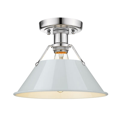 Yep by Golden Lighting Orwell 1-light Flush Mount in Chrome and Dusky Blue shade - - Golden Lighting