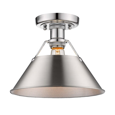 Yep by Golden Lighting Orwell 1-light Flush Mount in Chrome and Pewter shade - - Golden Lighting