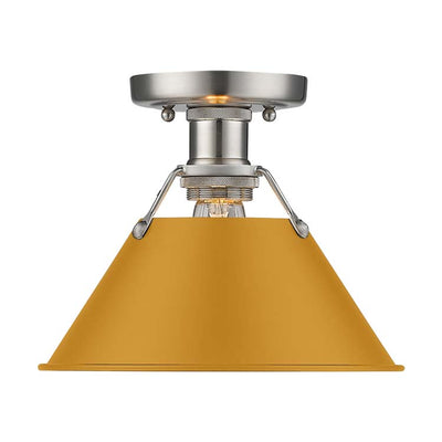 Yep by Golden Lighting Orwell 1-light Flush Mount in Pewter and Auric Yellow shade - - Golden Lighting