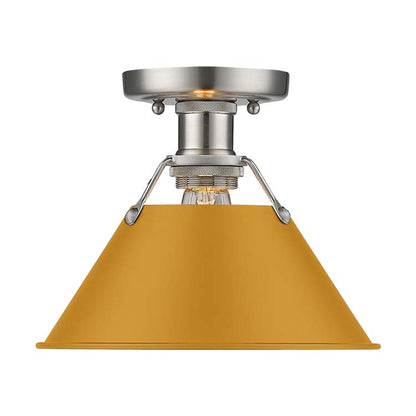 Yep by Golden Lighting Orwell 1-light Flush Mount in Pewter and Auric Yellow shade - - Golden Lighting