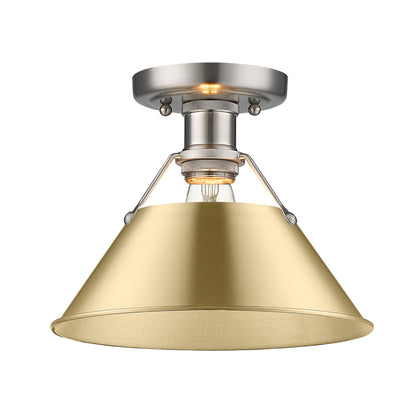 Yep by Golden Lighting Orwell 1-light Flush Mount in Pewter and Brushed Champagne Brass shade - - Golden Lighting