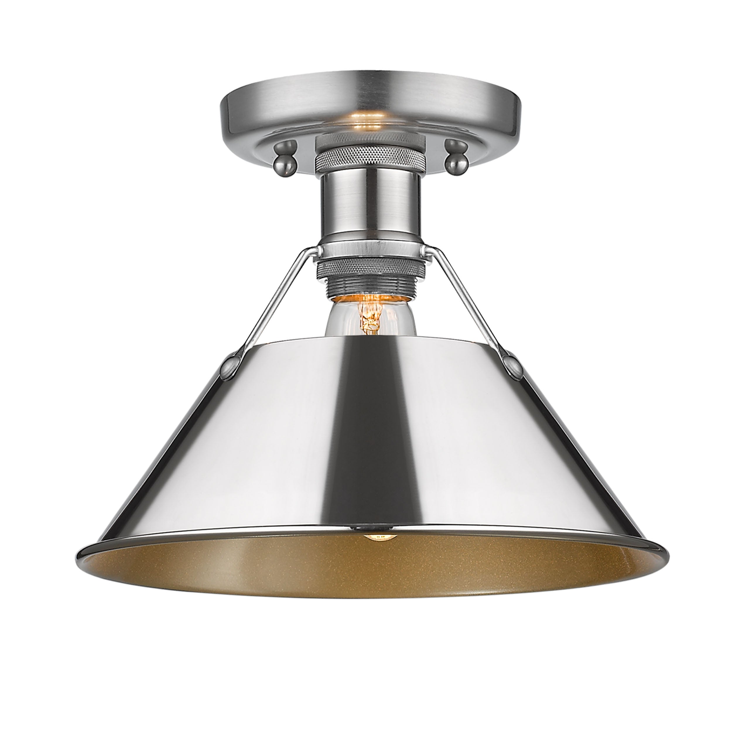Yep by Golden Lighting Orwell 1-light Flush Mount in Pewter and Chrome shade - - Golden Lighting
