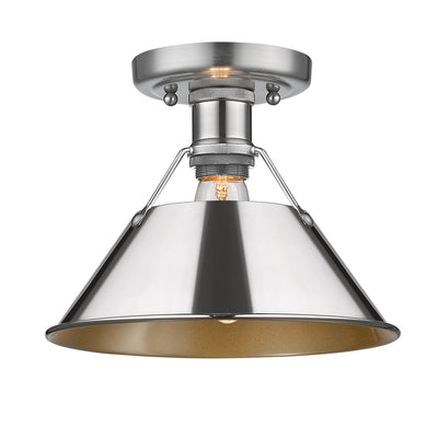 Yep by Golden Lighting Orwell 1-light Flush Mount in Pewter and Chrome shade - - Golden Lighting