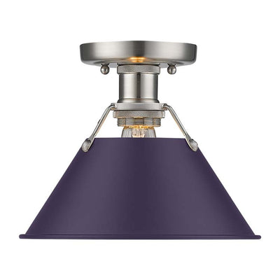 Yep by Golden Lighting Orwell 1-light Flush Mount in Pewter and Exotic Purple shade - - Golden Lighting