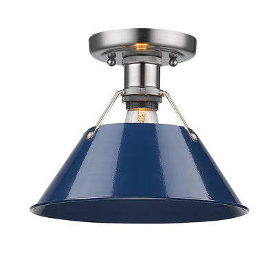 Yep by Golden Lighting Orwell 1-light Flush Mount in Pewter and Navy Blue shade - - Golden Lighting