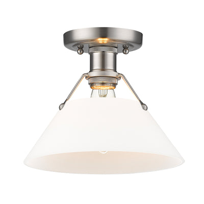 Yep by Golden Lighting Orwell 1-light Flush Mount in Pewter and Opal Glass - - Golden Lighting