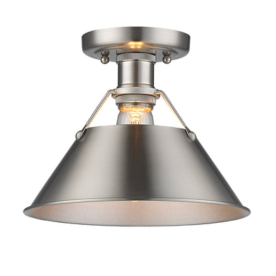 Yep by Golden Lighting Orwell 1-light Flush Mount in Pewter - - Golden Lighting