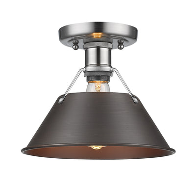 Yep by Golden Lighting Orwell 1-light Flush Mount in Pewter and Rubbed Bronze shade - - Golden Lighting