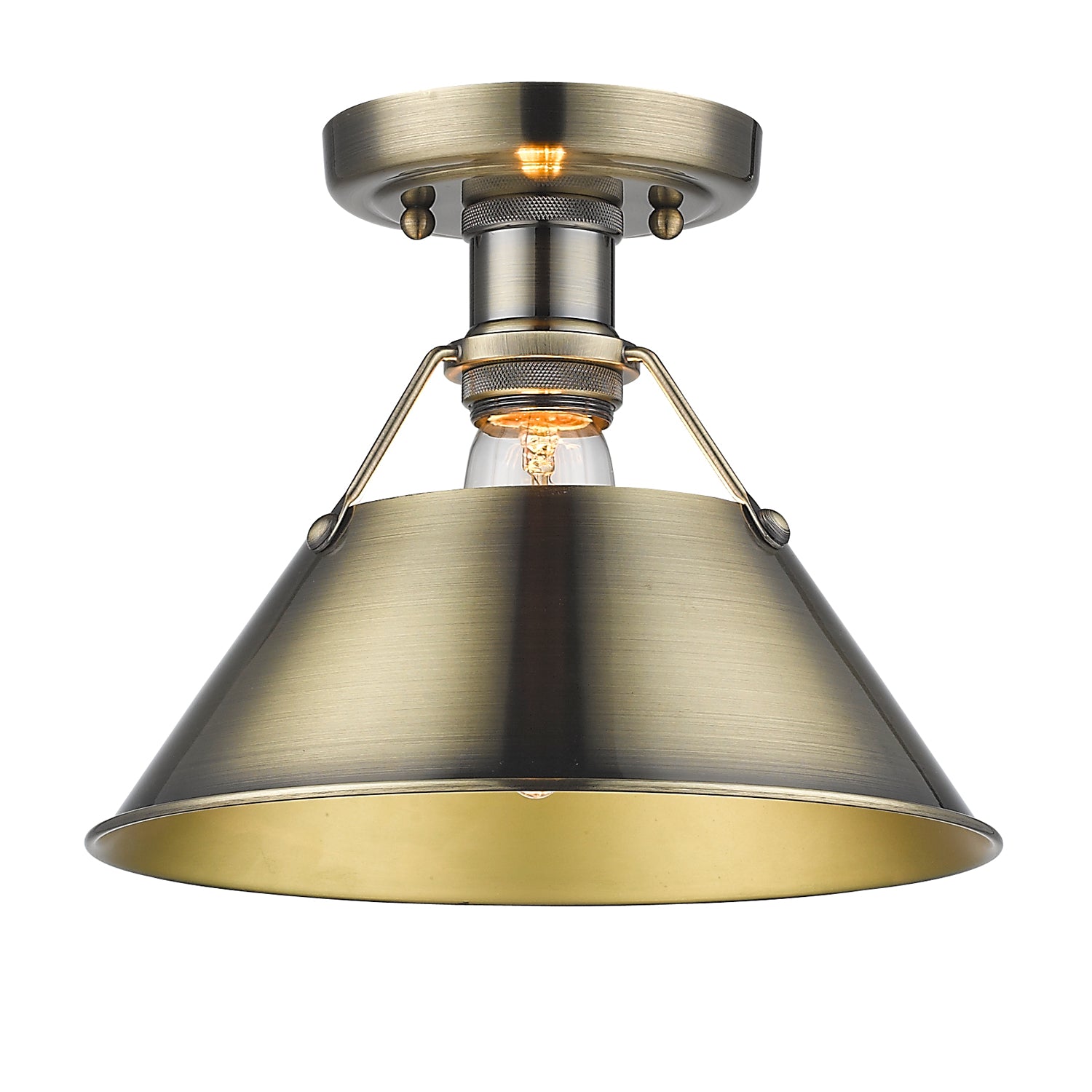 Orwell 1-Light Flush Mount in Aged Brass - Aged Brass / Aged Brass / Gold - Golden Lighting