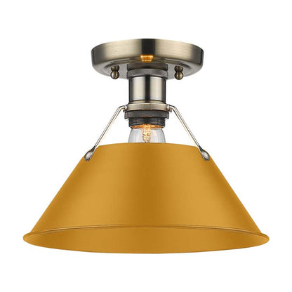 Yep by Golden Lighting Orwell 1-light Flush Mount in Aged Brass and Auric Yellow shade