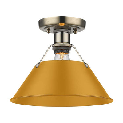 Yep by Golden Lighting Orwell 1-light Flush Mount in Aged Brass and Auric Yellow shade - Default Title - Golden Lighting