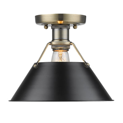 Yep by Golden Lighting Orwell 1-light Flush Mount in Aged Brass and Matte Black shade - Default Title - Golden Lighting