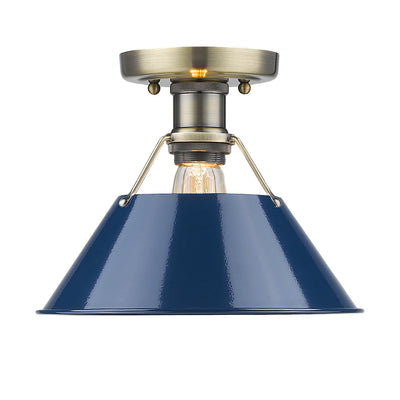 Yep by Golden Lighting Orwell 1-light Flush Mount in Aged Brass and Navy Blue shade - Default Title - Golden Lighting
