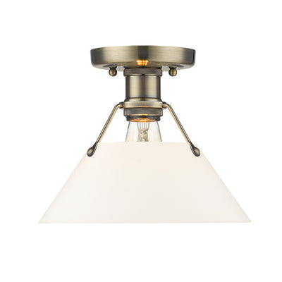 Yep by Golden Lighting Orwell 1-light Flush Mount in Aged Brass and Opal Glass - Default Title - Golden Lighting
