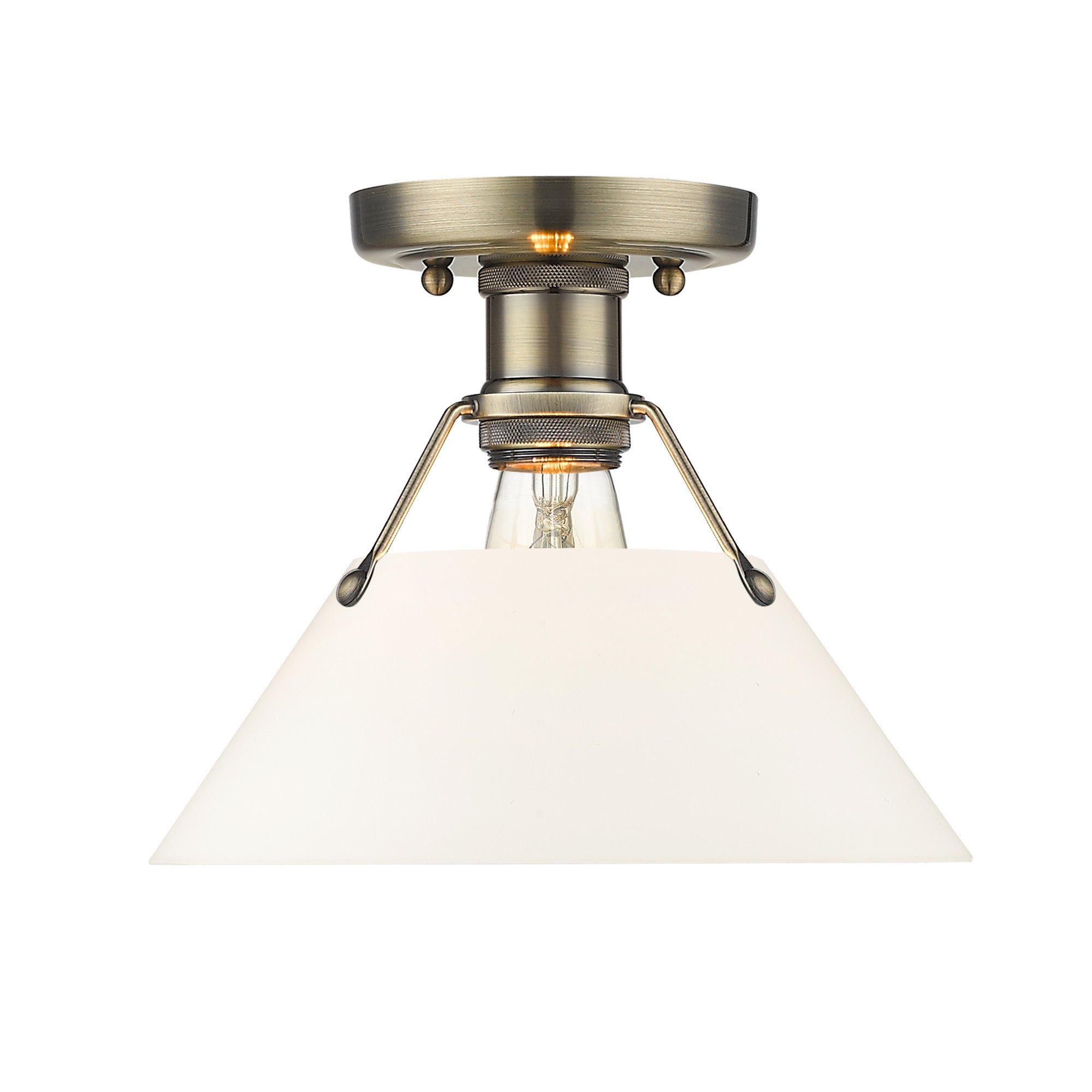 Orwell 1-Light Flush Mount in Aged Brass with Opal Glass - - Golden Lighting