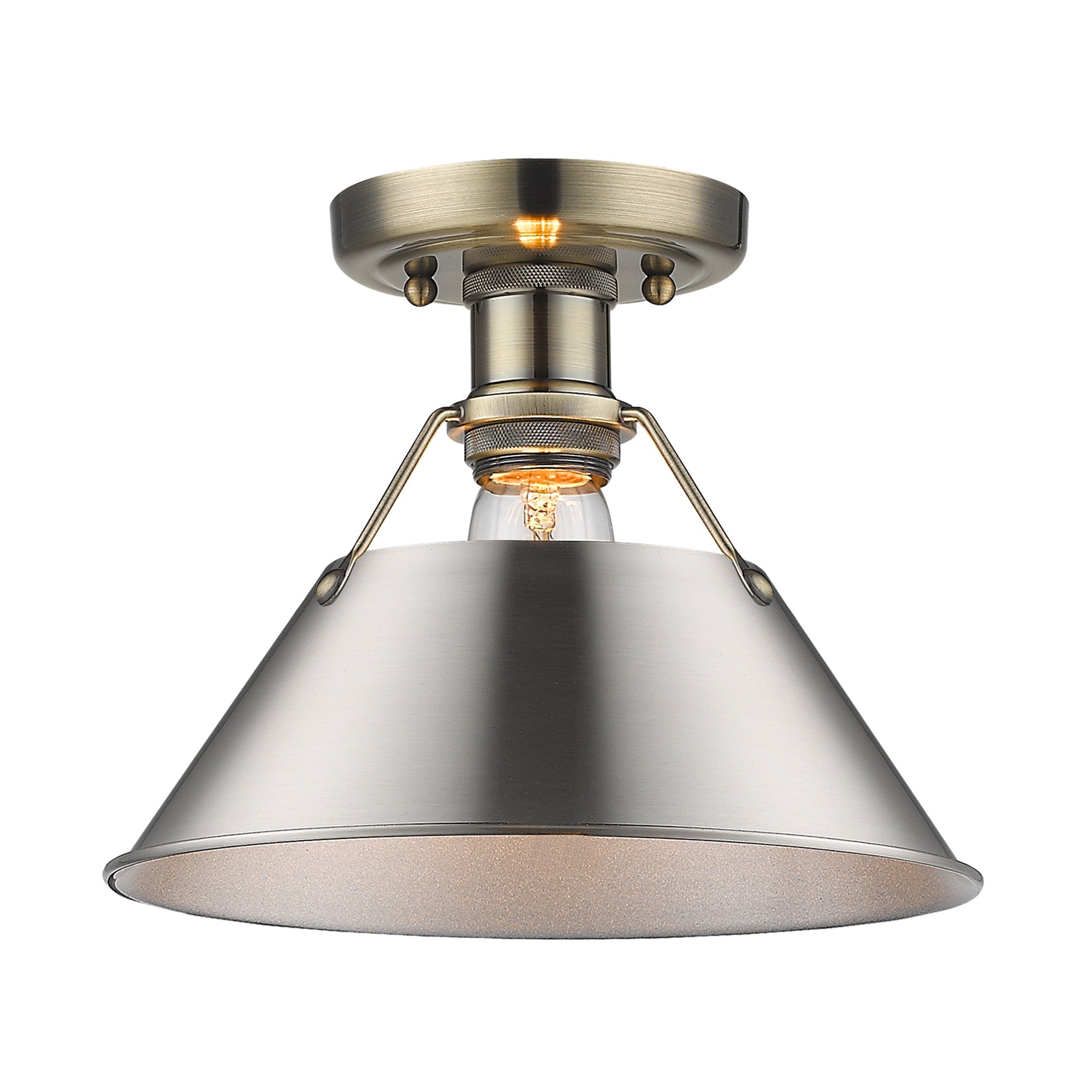 Orwell 1-Light Flush Mount in Aged Brass with Pewter - Aged Brass / Pewter / Silver - Golden Lighting