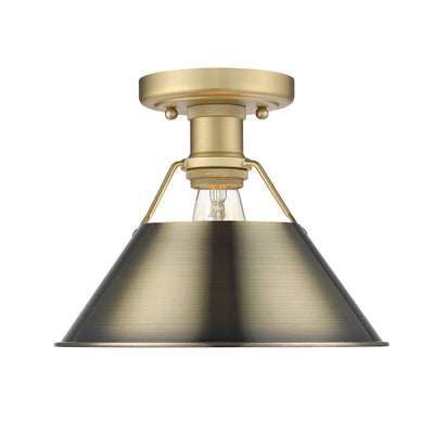 Yep by Golden Lighting Orwell 1-light Flush Mount in Brushed Champagne Brass and Aged Brass shade - Default Title - Golden Lighting