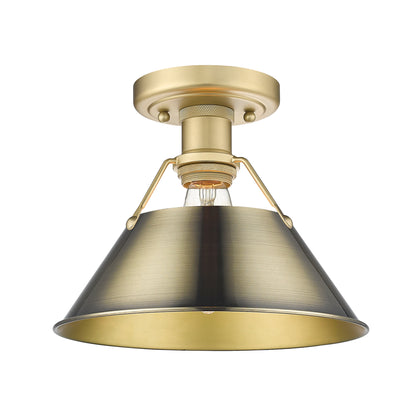 Orwell 1-Light Flush Mount in Brushed Champagne Bronze with Aged Brass - Brushed Champagne Bronze / Aged Brass / Gold - Golden Lighting