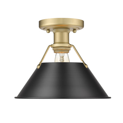 Yep by Golden Lighting Orwell 1-light Flush Mount in Brushed Champagne Brass and Matte Black shade - Default Title - Golden Lighting