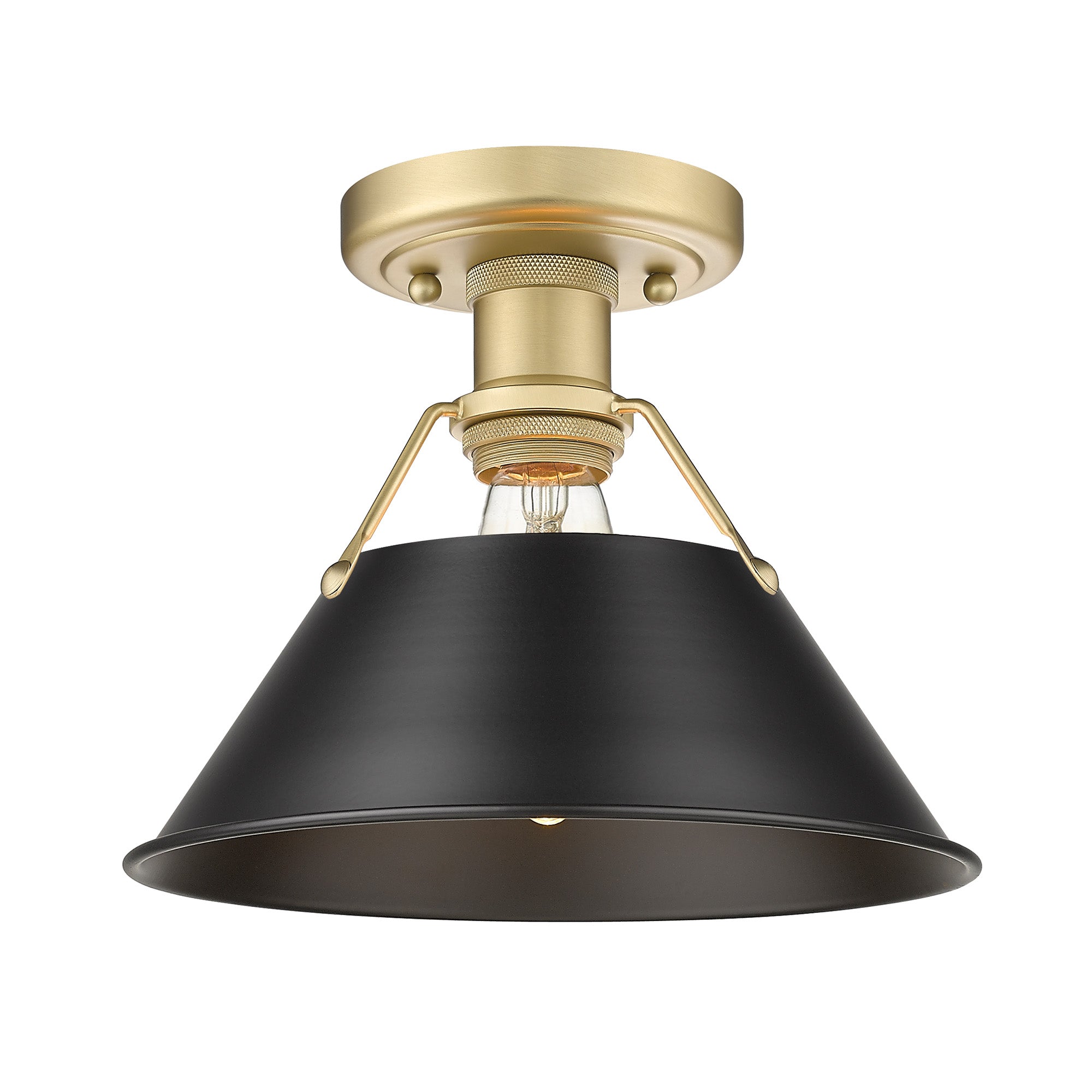 Orwell 1-Light Flush Mount in Brushed Champagne Bronze with Matte Black - Brushed Champagne Bronze / Matte Black / Black - Golden Lighting